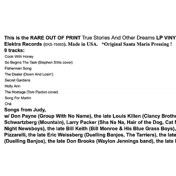 Judy Collins vinyl LOT of 3: whales & nightingales/true stories/Judith OOP - Picture 5 of 7